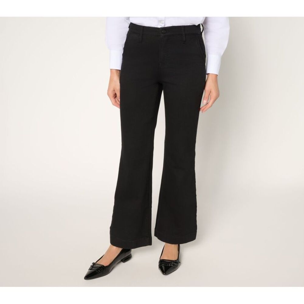 nicole by Nicole Miller Women's Petite Pants 2P Dream Denim Flare Black A704388